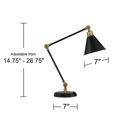 360 Lighting Modern Industrial Desk Table Lamp With USB Charging Port Adjustable 26.75" High Black Antique Brass For Bedroom Bedside Office 10 360 Lighting Modern Industrial Desk Table Lamp With USB Charging Port Adjustable 26.75" High Black Antique Brass For Bedroom Bedside Office - Image 8