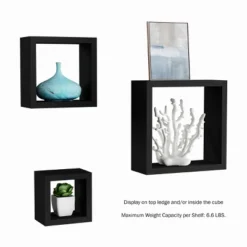 Floating Shelves- Cube Wall Shelf Set With Hidden Brackets, 3 Sizes To Display Décor, Books, Photos, More- Hardware Included By Lavish Home (Black) -Home Decor Shop GUEST 925bc2be 3192 4a73 aa86 84d4f6820c7d