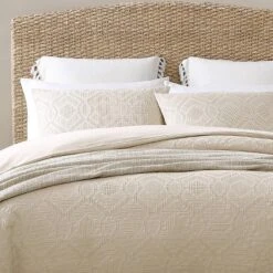 Tommy Bahama 3pc Textured Waffle 100% Cotton Comforter & Sham Set