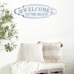 Metal Sign Welcome To The Beach Wall Decor Blue - Olivia & May -Home Decor Shop GUEST 92a351ea 67d8 4fc0 9c4b fb166826872f