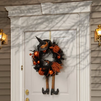 National Tree Company Artificial Witch's Wreath, Decorated With Black And Orange Trim, Ball Ornaments, Halloween Collection, 24 Inches 3 National Tree Company Artificial Witch's Wreath, Decorated With Black And Orange Trim, Ball Ornaments, Halloween Collection, 24 Inches