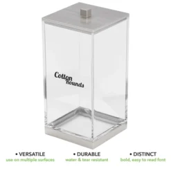 MDesign Square Apothecary Storage Jar With Labels For Bathroom -Home Decor Shop GUEST 935b8159 0f63 4a2c 8999 a280ca6fe55e