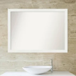42" X 31" Non-Beveled Vanity White Narrow Bathroom Wall Mirror - Amanti Art -Home Decor Shop GUEST 963d5cd1 4d3b 43e2 ab19 069d269b8473