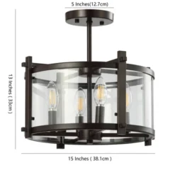 15" Iron And Glass Hampdon Modern Drum LED Flush Mount Black - Jonathan Y -Home Decor Shop GUEST 96804e5f 7525 40f5 aaa4 0f0f45a514e5