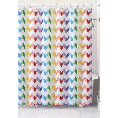 GoodGram Home Vivid Rainbow Chevron Fabric Shower Curtain - Standard Size 3 GoodGram Home Vivid Rainbow Chevron Fabric Shower Curtain - Standard Size