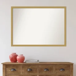 40" X 29" Non-Beveled Grace Narrow Bathroom Wall Mirror Brushed Gold - Amanti Art -Home Decor Shop GUEST 9985897d 0acd 4e3e 8879 32e0cdf31959
