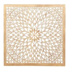 Wood Floral Handmade Intricately Carved Wall Decor With Mandala Design Light Brown - Olivia & May -Home Decor Shop GUEST 9ab2a482 b3e1 4748 8010 088e48fe123e