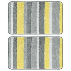 MDesign Soft Striped Microfiber Non-Slip Spa Mat, 34" X 21", 2 Pack -Home Decor Shop GUEST 9c1ea2a0 7e3c 4eed aa62 421e4c5c6b6e