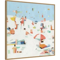 30" X 30" Summer Confetti III By Emma Scarvey Framed Canvas Wall Art Print - Amanti Art