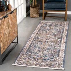 NuLOOM Hannah Distressed Traditional Medallion Fringe Area Rug