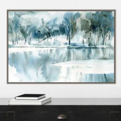33" X 22" Blue Tree Reflections By Katrina Pete Framed Canvas Wall Art Gray Wash - Amanti Art -Home Decor Shop GUEST 9d6d857c 8d57 4d0d 9b4d 0ca09cd51671