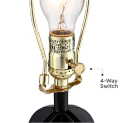 360 Lighting Marcel Industrial Table Lamps 24 1/4" High Set Of 2 Black With USB Port LED Nightlight Burlap Drum Shade For Bedroom Living Room Desk -Home Decor Shop GUEST a2307e8f 3faf 448c a0fd 7ffba43a7510