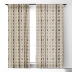 Iveta Abolina Peace Hands Tan 64" X 50" Single Panel Room Darkening Window Curtain - Deny Designs