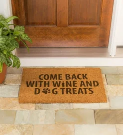 Evergreen Come Back With Wine And Dog Treats Indoor Outdoor Doormat 1'4"x2'4" Brown