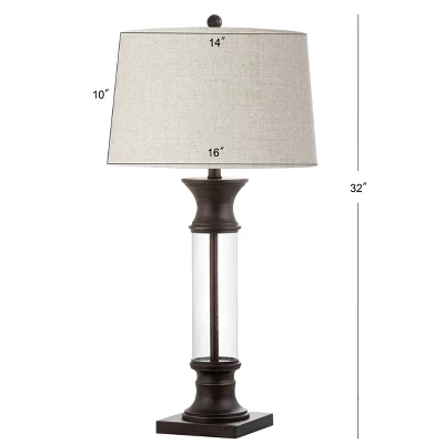 32" (Set Of 2) Hunter Metal/Glass Table Lamp (Includes Energy Efficient Light Bulb) - JONATHAN Y 5 32" (Set Of 2) Hunter Metal/Glass Table Lamp (Includes Energy Efficient Light Bulb) - JONATHAN Y - Image 3