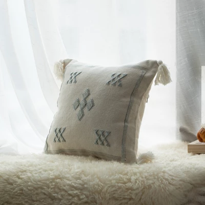 DEERLUX 16" Throw Pillow Cover With Southwest Pattern And Corner Tassels 3 DEERLUX 16" Throw Pillow Cover With Southwest Pattern And Corner Tassels