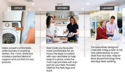 J&V TEXTILES 20" X 55" Oversized Cushioned Anti-Fatigue Kitchen Runner Mat (Black Geo) 5 J&V TEXTILES 20" X 55" Oversized Cushioned Anti-Fatigue Kitchen Runner Mat (Black Geo) - Image 3