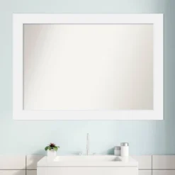 41" X 29" Non-Beveled Corvino Wood Bathroom Wall Mirror White - Amanti Art -Home Decor Shop GUEST a9b4c641 809c 4b61 a257 fe9fda14b386