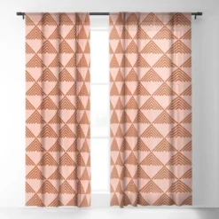 June Journal Triangular Lines In Terracotta Single Panel Sheer Window Curtain - Deny Designs