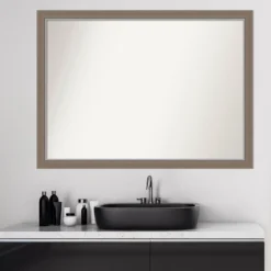 41" X 30" Non-Beveled Eva Narrow Bathroom Wall Mirror Brown - Amanti Art -Home Decor Shop GUEST ab8eaaed 031d 4989 9ceb 4964a752290e