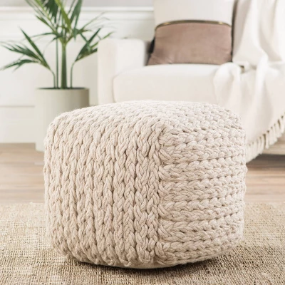 16"x16" Square Scandinavian Pouf Ottoman Tan - Jaipur Living 3 16"x16" Square Scandinavian Pouf Ottoman Tan - Jaipur Living