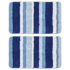 MDesign Soft Striped Microfiber Non-Slip Spa Mat, 34" X 21", 2 Pack -Home Decor Shop GUEST acdf25b5 a6ae 4e0c 9152 f0a32a3aa414