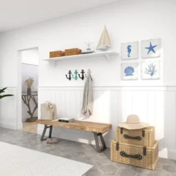 Set Of 4 Metal Sea Horse Speckled Wall Decors With Starfish Shell And Coral Designs Cream - Olivia & May -Home Decor Shop GUEST ad1a8a86 722b 4ab4 85ab f4645732101f