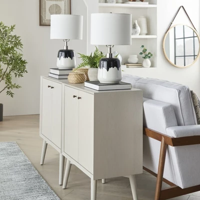 18" Black/White Abstract Splash Ceramic Table Lamp - Nourison 11 18" Black/White Abstract Splash Ceramic Table Lamp - Nourison - Image 9