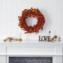 Nearly Natural 20” Harvest Leaf And Mini Pumpkin Artificial Wreath -Home Decor Shop GUEST ae62506b 4a9b 4b8b b3d0 9973577d4471