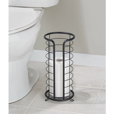 MDesign Metal Free Standing Toilet Paper Stand, Holds 3 Rolls 7 MDesign Metal Free Standing Toilet Paper Stand, Holds 3 Rolls - Image 5