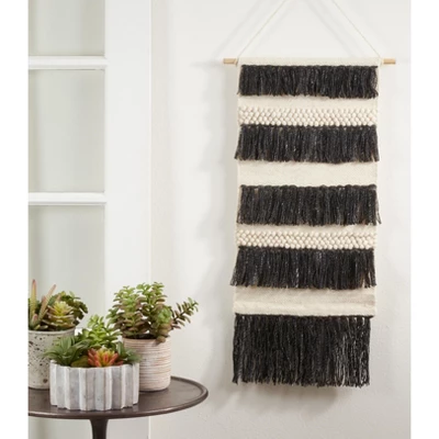 Saro Lifestyle Textured Woven Wall Hanging, 14"x34" Oblong, Black 5 Saro Lifestyle Textured Woven Wall Hanging, 14"x34" Oblong, Black - Image 3