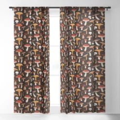 Avenie Mushroom Medley Pattern Single Panel Sheer Window Curtain - Society6