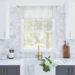 14"x56" Slub Textured Linen Blend Cafe Window Valance - Archaeo -Home Decor Shop GUEST af58299e 068e 496e 96a3 195f0ff0829b