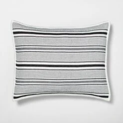 Textured Stripe Pillow Sham Dark Gray/Cream - Hearth & Hand With Magnolia -Home Decor Shop GUEST b0608181 3b6d 4688 8af4 76eb9e213a88