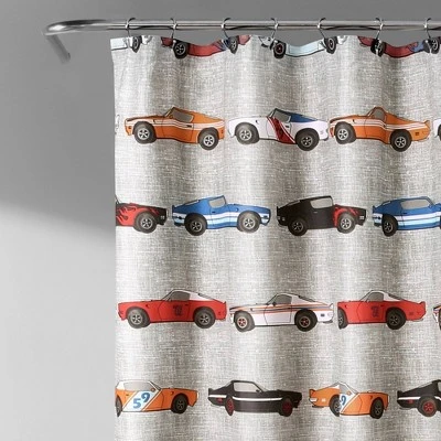 Race Cars Shower Curtain - Lush Décor 3 Race Cars Shower Curtain - Lush Décor