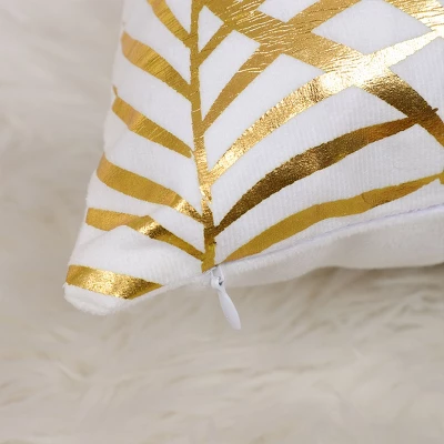 PiccoCasa Flannelette Square Leaves Pillow Cover 2 Pcs 7 PiccoCasa Flannelette Square Leaves Pillow Cover 2 Pcs - Image 5