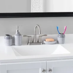 Home Basics Crackle 4 Piece Ceramic Bath Accessory Set, Grey -Home Decor Shop GUEST b1c69aa1 161c 4397 81c0 700525d38f8a