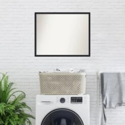 29" X 23" Non-Beveled Lucie Wood Bathroom Wall Mirror Black - Amanti Art -Home Decor Shop GUEST b2263bfa b633 4a04 a6c8 66b59bc4a74a