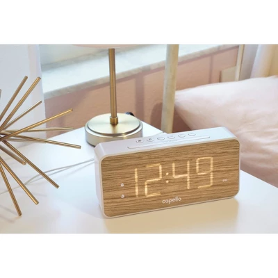 Extra Large Display Digital Alarm Clock White/Pine - Capello 4 Extra Large Display Digital Alarm Clock White/Pine - Capello - Image 2