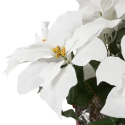 Northlight 14.5" White Artificial Christmas Poinsettia With Red Wrapped Base -Home Decor Shop GUEST b30c5383 87ee 4b8b 988f e99ff5d1cd87