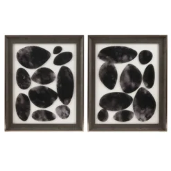 2pc Skipping Stones Geo UV Printed Shadowbox Wall Art Set Black - Madison Park