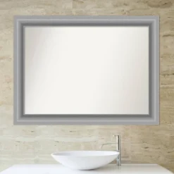 44" X 33" Non-Beveled Peak Polished Nickel Bathroom Wall Mirror - Amanti Art -Home Decor Shop GUEST b3a30063 7f92 4b52 a14d 61dfca497f1e