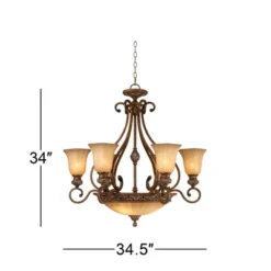 Kathy Ireland Sterling Estate Golden Bronze Chandelier 34 1/2" Wide Rustic Champagne Bowl Shade 9-Light Fixture For Dining Room House Kitchen Island -Home Decor Shop GUEST b5a9bcfd f107 442a 909e 75e4252e03ce