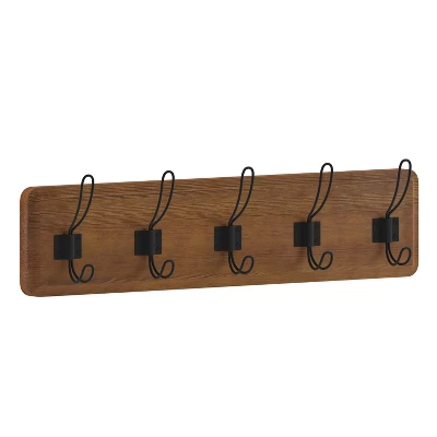 Emma And Oliver Rustic Wall Hanging Storage Rack With 5 Hooks For Entryway, Kitchen, Bathroom And More 16 Emma And Oliver Rustic Wall Hanging Storage Rack With 5 Hooks For Entryway, Kitchen, Bathroom And More - Image 14