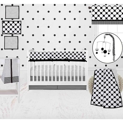 Bacati - Dots/Pin Stripes Black/White Window Valance 4 Bacati - Dots/Pin Stripes Black/White Window Valance - Image 2