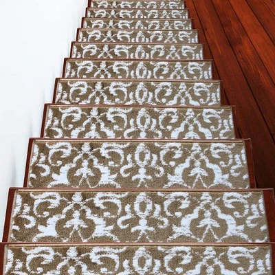 Sussexhome Floral Collection Anti-Slip Carpet Stair Treads, 9" X 28" 3 Sussexhome Floral Collection Anti-Slip Carpet Stair Treads, 9" X 28"