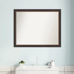 Amanti Art Ashton Black Non-Beveled Wood Bathroom Wall Mirror -Home Decor Shop GUEST b88ba3b6 e03a 4348 8640 6a1dbc39c45b