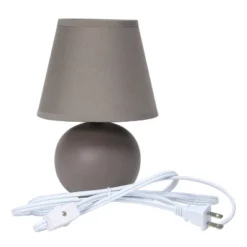 8.66" Petite Ceramic Orb Base Bedside Table Desk Lamp With Matching Tapered Drum Fabric Shade Gray - Creekwood Home -Home Decor Shop GUEST b8964816 2a0c 4ae1 921e 36aa713092c5