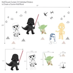 Lambs & Ivy Star Wars Classic Wall Decals - Yoda, Darth Vader, R2-D2, C-3PO