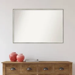 37" X 25" Non-Beveled Lucie Silver White Wood Wall Mirror - Amanti Art -Home Decor Shop GUEST baabd7e8 4b7a 42fe 8b81 8c10e7ae45f3